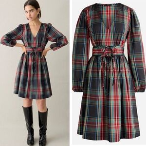 J. Crew Multicolor Plaid Long Sleeve Dress